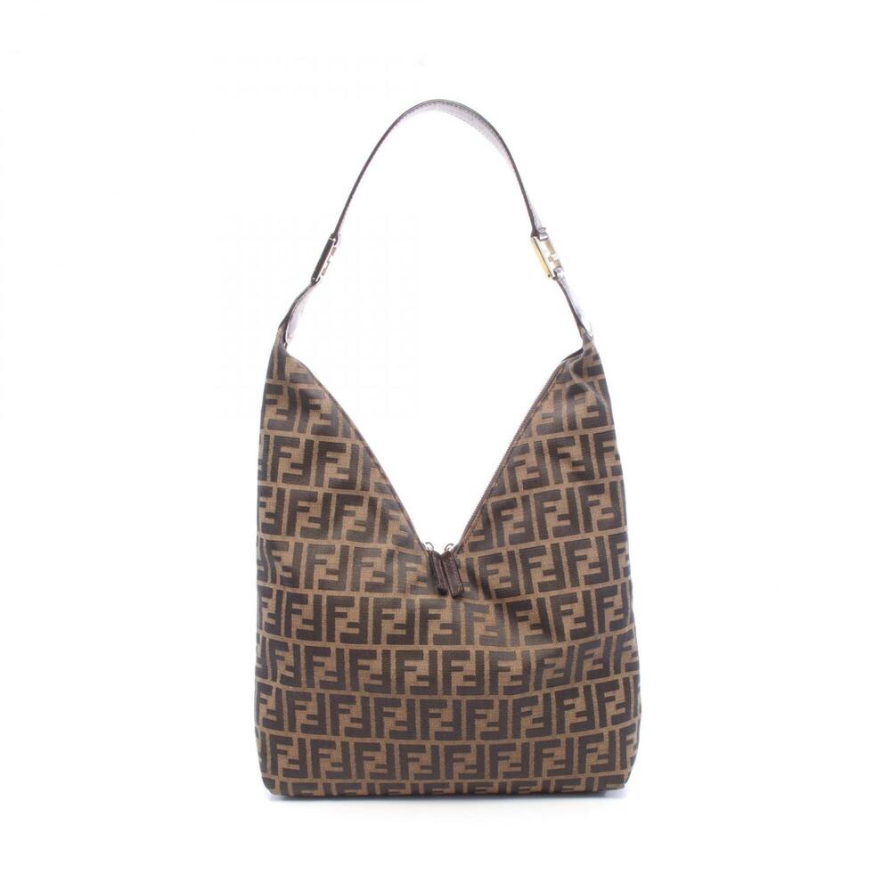 Fendi Zucca Shoulder Bag/Handbag, Canvas and Leather, Women's, Brown